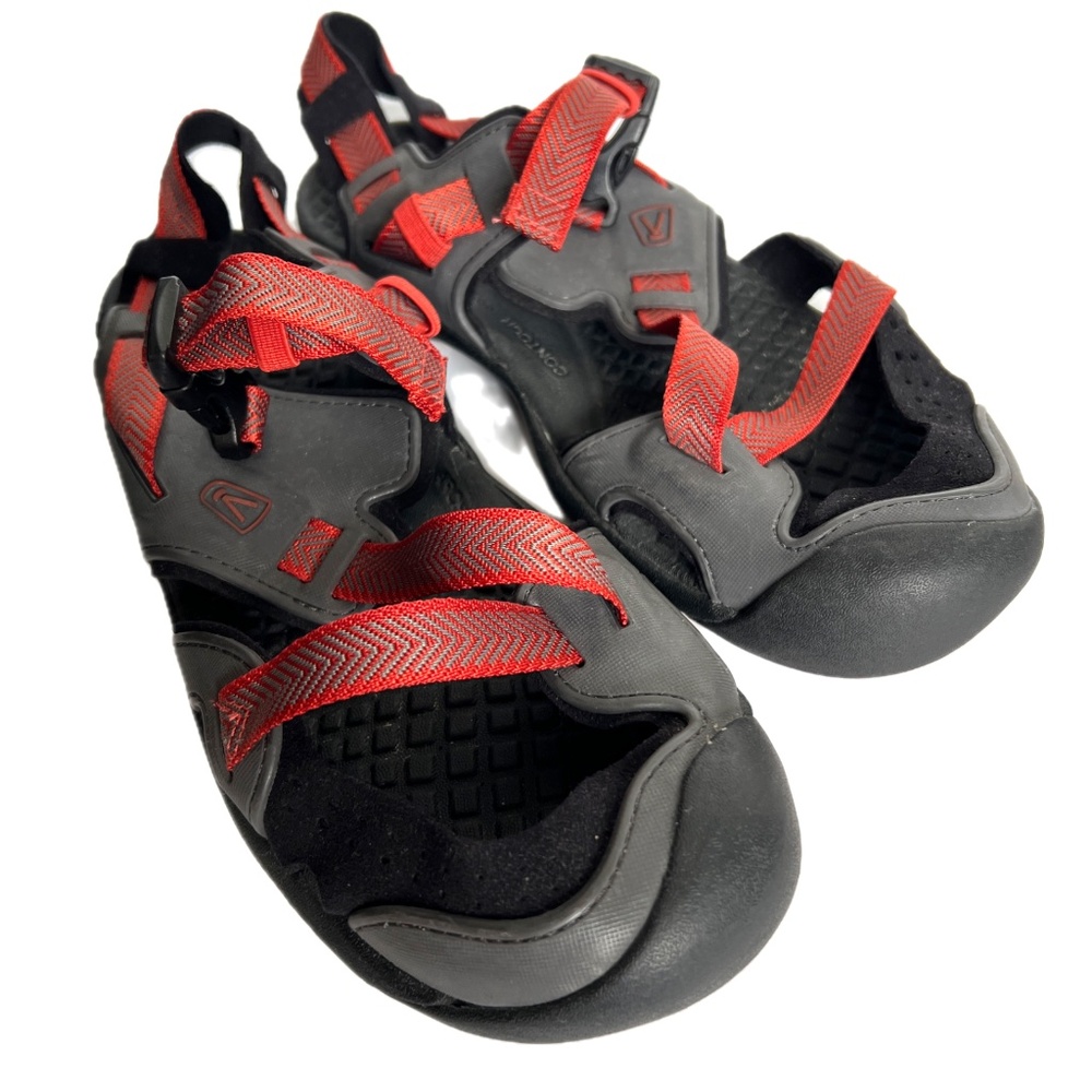 Keen Zambezi Sandals Hiking Water Sport Shoes Mens Size 9 Gray Red Adjustable